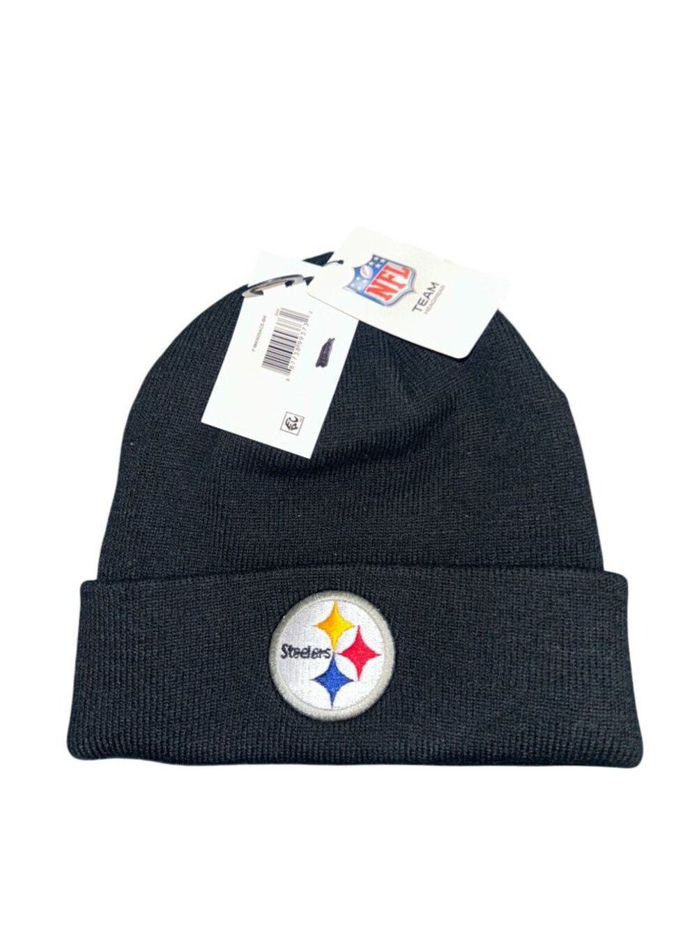 NWT OS Men's Black Pittsburgh Steelers Mass Cuffed Knit Hat - MSRP $19.99